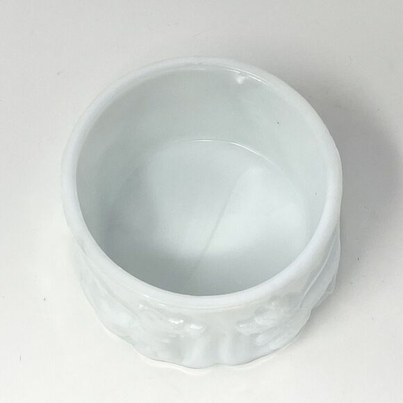 Vintage Akro Agate Powder Dish White Scotty Dogs Milk Glass Bowl Trinket 3.5” - Picture 4 of 7